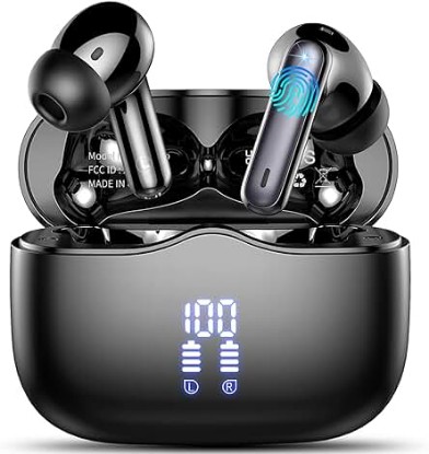 Picture of Wireless Earbud, Bluetooth 5.3 Headphones HIFI Immersive Sound with 4 HD Microphone, 40H Playtime, IP7 Waterproof, Easy Control Earphones with Light Weight USB-C Charging Case for Android IOS Workout