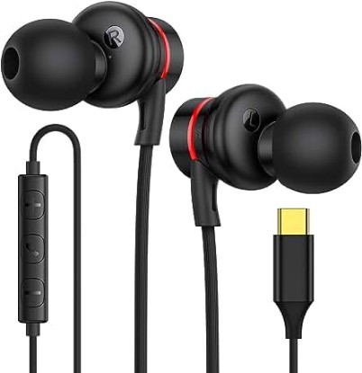 Picture of USB C Headphones,USB Type C Earphones Wired Earbuds Magnetic Noise Canceling in-Ear Headset with Microphone for iPhone 15 Pro Max Plus,iPad Pro,Samsung Galaxy S23 S22 S21 S20,Note 10 20,Pixel 5 4 3XL