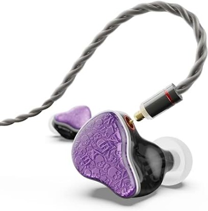 Picture of BASN Bmaster5 in Ear Monitors, 1DLC Diaphragm+4BA 5 Drivers IEM Earphones with Silver-Plated OFC Cable, Noise Isolation Wired Earbuds for Musicians (Purple)