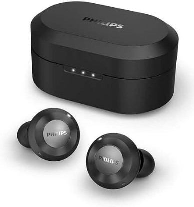 Picture of PHILIPS T8505 True Wireless Earbuds, Hybrid Active Noise Canceling (ANC), Bluetooth 5.0 Voice Assistant, IPX4 Splash Resistant, App Control, USB-Charging, Wireless Charging case Included (TAT8505BK)