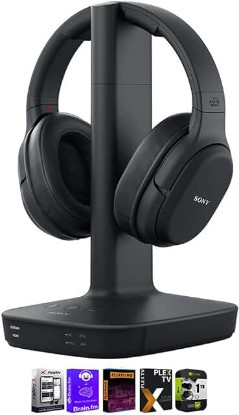 Picture of Sony WH-RF400 Wireless Home Theater Headphones Black Bundle with Tech Smart USA Audio Entertainment Essentials Bundle and 1 YR CPS Enhanced Protection Pack