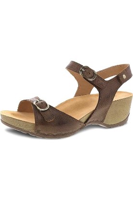 Picture of Dansko Tricia Wedge Sandal for Women – Cushioned, Contoured Footbed for All-Day Comfort and Support – Adjustable Hook &amp; Loop Straps with Buckle Detail – Lightweight Rubber Outsole