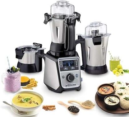 Picture of Hamilton Beach Professional 4-in-1 Juicer Mixer Grinder, Commercial-Grade 1400 Watt Motor, 120V, 3 Leakproof Jars, For Wet and Dry Spices, Chutneys and Curries, Engineered in India &amp; USA (58770)