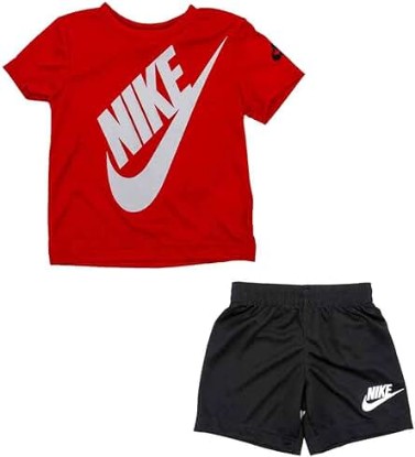 Picture of Nike Baby Boy's Dri-FIT Logo Graphic T-Shirt &amp; Shorts Two-Piece Set (Infant) Black/University Red 12 Months