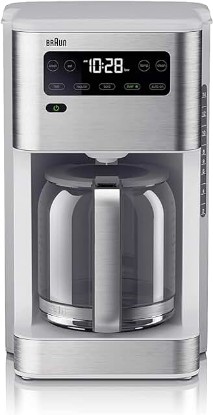 Picture of Braun PureFlavor 14-Cup Coffee Maker, White - Fast Brew System &amp; Four Brew Options - 24-Hour Programmable Timer &amp; 4-Hour Warming Plate - Dishwasher Safe