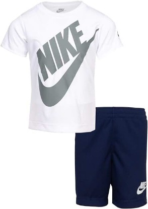 Picture of Nike Kids Boy's Dri-FIT Logo Graphic T-Shirt &amp; Shorts Two-Piece Set (Little Kids) Dress Blues 7 Little Kids