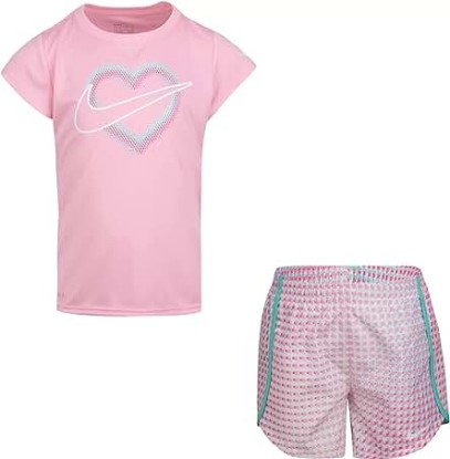 Picture of Nike Girl's Dri-Fit 2-Piece Sets Shorts Outfit, Tropical Twist(26h451-f1p)/Pink, 6