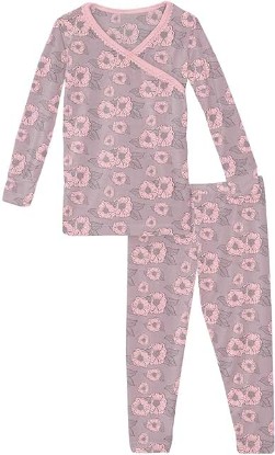 Picture of KicKee Pants Print Long Sleeve Pajama Set, Kimono with Scallop Edge, Baby to Kid Super Soft Sleepwear