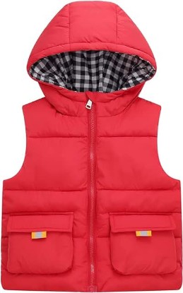 Picture of Happy Cherry Boys' Girls Hooded Puffer Down Vest Warm Lightweight Sleeveless Jacket Padded Waistcoat