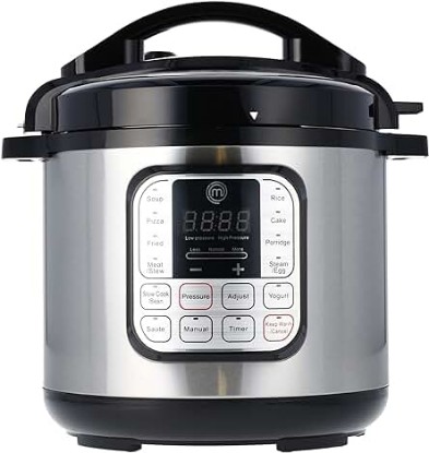 Picture of MasterChef Electric Pressure Cooker 10 in 1 Instapot Multicooker 6 Qt, Slow Cooker, Vegetable Steamer, Rice Maker, Digital Programmable Insta Pot with 18 Cooking Presets, Stainless Steel, Non Stick