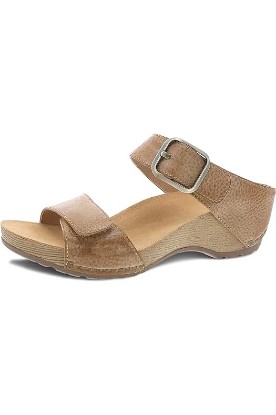 Picture of Dansko Tanya Slip-On Wedge Sandal for Women - Cushioned, Contoured Footbed for All-Day Comfort and Support - Hook &amp; Loop Strap with Buckle Detail - Lightweight Rubber Outsole