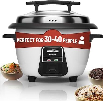 Picture of Wantjoin Rice cooker Stainless Rice Cooker &amp; Warmer Commercial Rice cooker for party and family(10L capacity for 4.2L rice,42CUPS) White