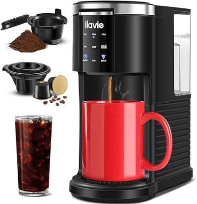 Picture of Single Serve Coffee Maker for K Cup &amp; Ground Coffee, Single Cup Coffee Maker with 40oz Removable Reservoir for 6 to 14oz Brew Sizes, K Cup Coffee Maker with Self-cleaning Function, Black