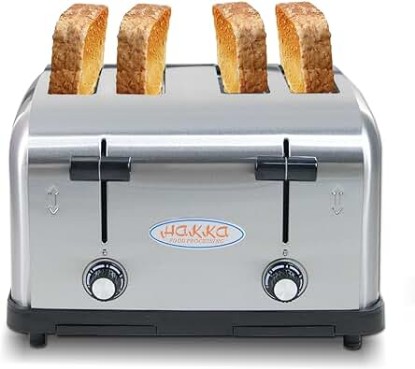 Picture of CLIVIA Toaster 4 Slice, Electric Toaster with 6 Browning Levels Extra Wide Slots Pop-Up Hamburger Bread Commercial Toaster with Removable Crumb Tray 1800W 120V