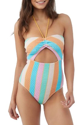 Picture of O'NEILL Womens Swim Mayan Stripe Sayulita One-Piece Swimsuit, Multi Colored