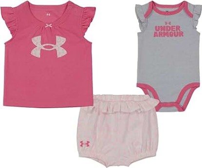 Picture of Under Armour baby-girls 3-piece Set, Bodysuit With Coordinated Top &amp; Bottom, Lightweight &amp; Relaxed Fit