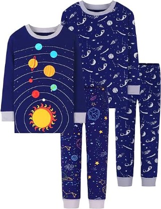 Picture of DAUGHTER QUEEN Boys Pajamas 4 Pieces Long Set 100% Cotton Sleepwear Size 18 Months-12 Years