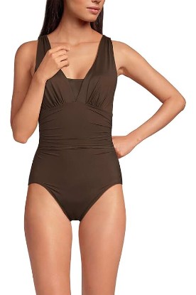 Picture of Lands' End Women's SlenderSuit Grecian Tummy Control Chlorine Resistant One Piece Swimsuit