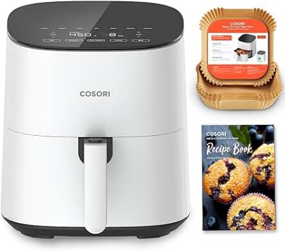 Picture of COSORI Air Fryer Pro LE 5-Qt Airfryer, With 20PCS paper liners, 10 Functions that Dry, Bake, Roast &amp;Preheat, Shake Reminder, Up to 450℉, 85% Oil less, Compact, 130+ Recipes, Dishwasher Safe, White