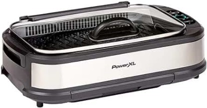 Picture of PowerXL Smokeless Grill Family Size- with Tempered Glass Lid with Interchangeable Grill and Griddle Plate and Turbo Speed Smoke Extractor Technology 22.1” X13.2” X 6.1