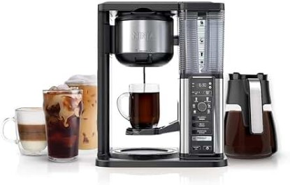 Picture of Ninja Specialty Fold-Away Frother (CM401) Coffee Maker, Single Serve to 10 Cup (50 oz.), Glass Carafe (Renewed)