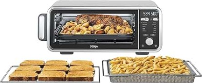 Picture of Ninja FT301 Dual Heat Air Fry Countertop 11-in-1 Convection Toaster Oven with Extended Height, XL Capacity, Flip Up &amp; Away Capability for Storage Space, Silver (Renewed)