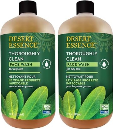 Picture of Desert Essence Thoroughly Clean Face Wash - Original - 32 Fl Oz - Pack of 2 -Tea Tree Oil -For Soft Radiant Skin - Gentle Cleanser - Extracts Of Goldenseal, Awapuhi, &amp; Chamomile Essential Oils