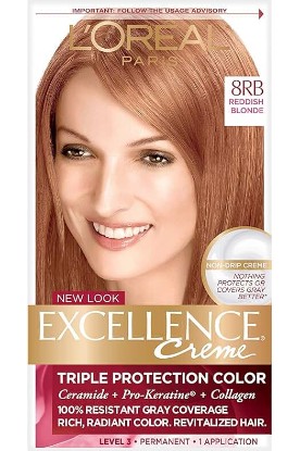 Picture of L'Oreal Paris L'Oreal Excellence Triple Protection Color Creme, Level 3 Permanent, Reddish Blonde/Warmer 8RB (Pack of 3)