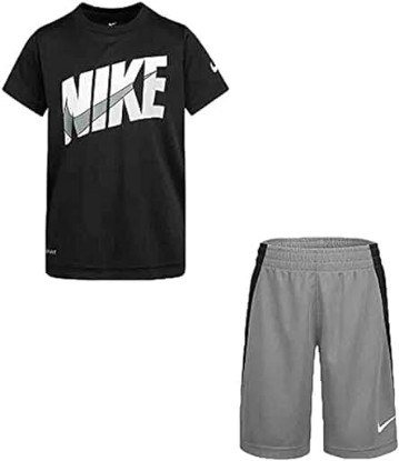 Picture of Nike Sport T-Shirt and Shorts Set Baby Boys Active Shirts &amp; Tees Size 3T, Color: Black/White/Grey