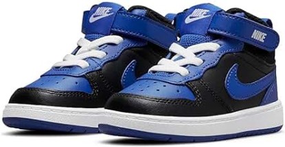 Picture of Nike Baby Boy's Court Borough Mid 2 (Infant/Toddler) Black/Game Royal/Game Royal/White 4 Toddler M