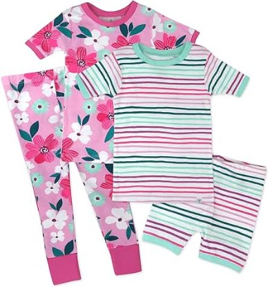 Picture of HonestBaby girls Multipack 2-Piece Pajamas Sleepwear PJs 100% Organic Cotton for Infant, Baby, Toddler Girls (LEGACY)