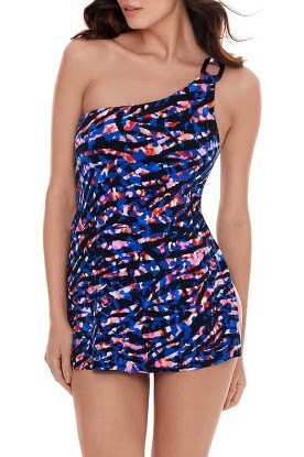 Picture of MagicSuit Women's Swimwear Solid Amal One Shoulder Soft Cup Swimdress