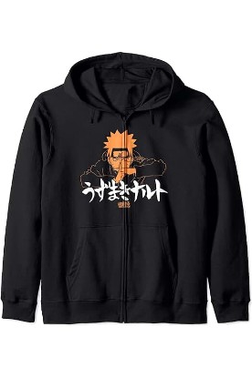 Picture of Naruto Shippuden Linear Naruto Jutsu with Kanji Zip Hoodie