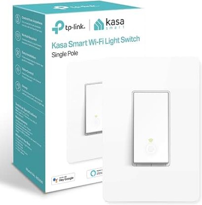 Picture of Kasa Smart Light Switch HS200, Single Pole, Needs Neutral Wire, 2.4GHz Wi-Fi Light Switch Works with Alexa and Google Home, UL Certified, No Hub Required , White, HS200