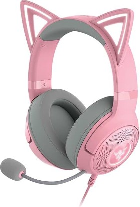 Picture of Razer Kraken Kitty V2 USB Wired RGB Headset: Chroma Kitty Ears - Stream Reactive Lighting - HyperClear Cardioid Mic - Triforce 40 mm Drivers - 7.1 Surround Sound - Quartz Pink