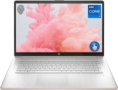 Picture of HP Essential 17t Laptop, 17.3&quot; HD+ Touchscreen, Intel Core i7-1355U, 32GB RAM, 1TB SSD, Webcam, HDMI, Backlit Keyboard, Fingerprint Reader, Wi-Fi 6, Windows 11 Home, Pale Rose Gold