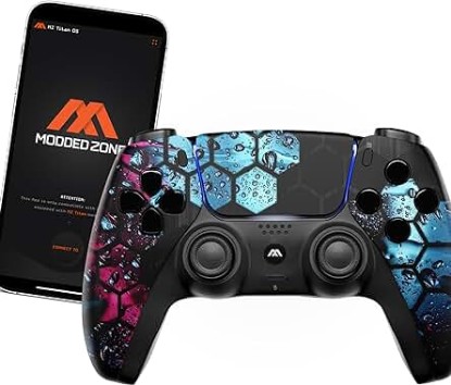 Picture of MODDEDZONE Custom Rapid Fire, Anti Recoil, Macros MODDED Wireless Controller for PS5 & PC - Unique Smart Mods for ps5 controller controlled by the APP. Best for FPS Games. Enhanced Gaming Experience (Comb)