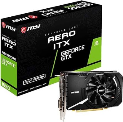 Picture of MSI Gaming GeForce GTX 1650 128-Bit HDMI/DP/DVI 4GB GDRR6 HDCP Support DirectX 12 VR Ready ITX Graphics Card (GTX 1650 D6 AERO ITX OCV1) (G165D6AIC1)