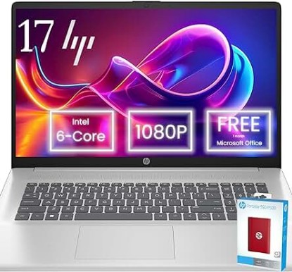 Picture of Hp Everyday Essential 17 FHD Laptop • Free Microsoft Office Suite Included • 32GB RAM • 1.5TB SSD(1TB PCIe & P500 500GB External) • Intel 8-core i3 Processor • HDMI • Long Battery Life • Windows 11