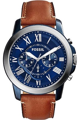 Picture of Fossil Grant Men's Watch with Chronograph Display and Genuine Leather or Stainless Steel Band