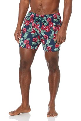 Picture of HUGO Men's Standard Bloom Rose Print Swim Trunks