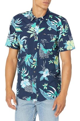 Picture of Volcom Men's Regular Marble Floral Short Sleeve Button Down Hawaiian Shirt