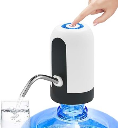 Picture of Water Dispenser for 5 Gallon Bottle, Portability Electric Water Pump with USB Data Cable,White Automatic Drinking Water Bottle Pump for Travel, Kitchen, Home, Office