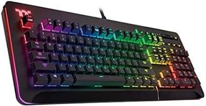 Picture of Thermaltake Level 20 RGB Mechanical Gaming Keyboard Cherry MX Blue Switches, 16.8M Color RGB, Alexa Voice Control & Razer Chroma Sync Compatible, KB-LVT-BLBRUS-01