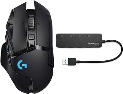 Picture of Logitech G502 Light Speed Wireless Gaming Mouse Bundle with 4-Port USB 3.0 Hub (2 Items)