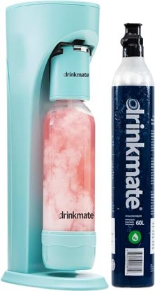 Picture of Drinkmate OmniFizz Sparkling Water and Soda Maker, Carbonates Any Drink, with 60L CO2 Cylinder (Arctic Blue)