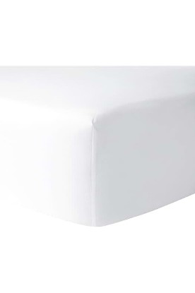 Picture of Yves Delorme Athena Blanc (White) King Fitted Sheet - Luxury Fitted Sheet from France.