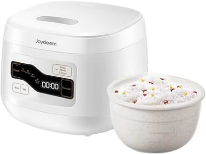 Picture of Joydeem Ceramic Rice Cooker FD20S-W, 3 Cups Uncooked Rice Cookers with Pure Ceramic Inner Pot, 24h Dealy Start, 2L, White