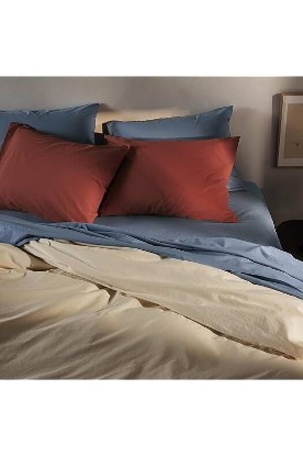 Picture of Brooklinen Organic Cotton Core 4 Piece Sheet Set - 100% GOTS-Certified Organic Cotton, Queen Size in Blue Marina - 1 Fitted Sheet, 1 Flat Sheet, 2 Pillowcases | Best Organic Cotton Sheets