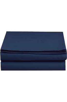 Picture of Luxury Fitted Sheet on Amazon Elegant Comfort Wrinkle-Free 1500 Premier Hotel Quality 1-Piece Fitted Sheet, Queen Size, Navy Blue